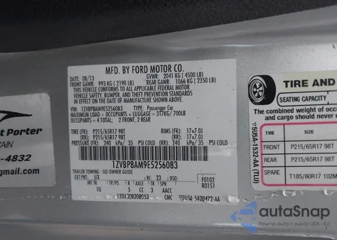 2014 Ford Mustang V6 z USA, uszkodzony, nr VIN 1ZVBP8AM9E5256083